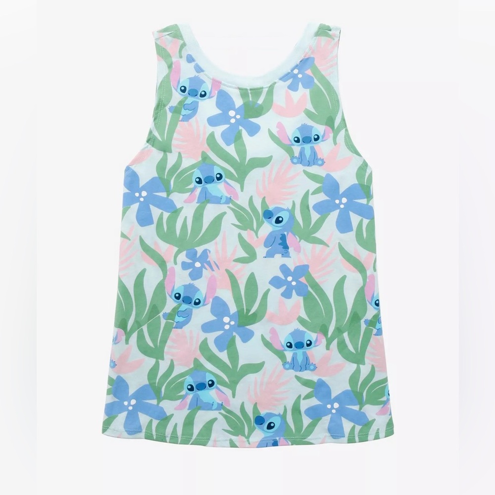 Disney Lilo & Stitch Floral Allover Print Women's Tank Top XLarge - BoxLunch